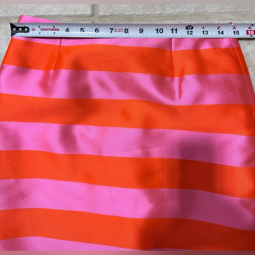 Doncaster NWT Pink Orange Striped Pencil Skirt 2 Silk Blend Midi Career Party - Picture 6 of 11